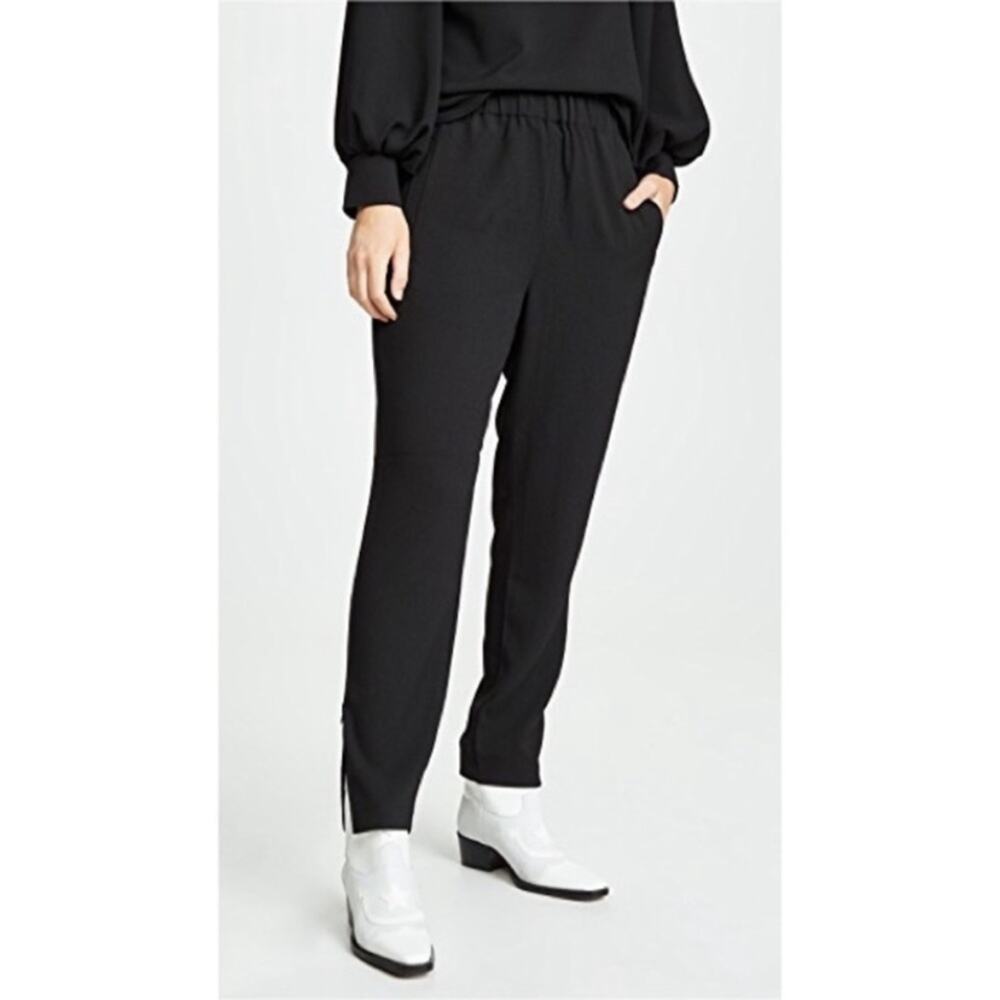 GANNI‎ TAPERED CREPE CLARK PANTS BLACK SZ 34/ US 2